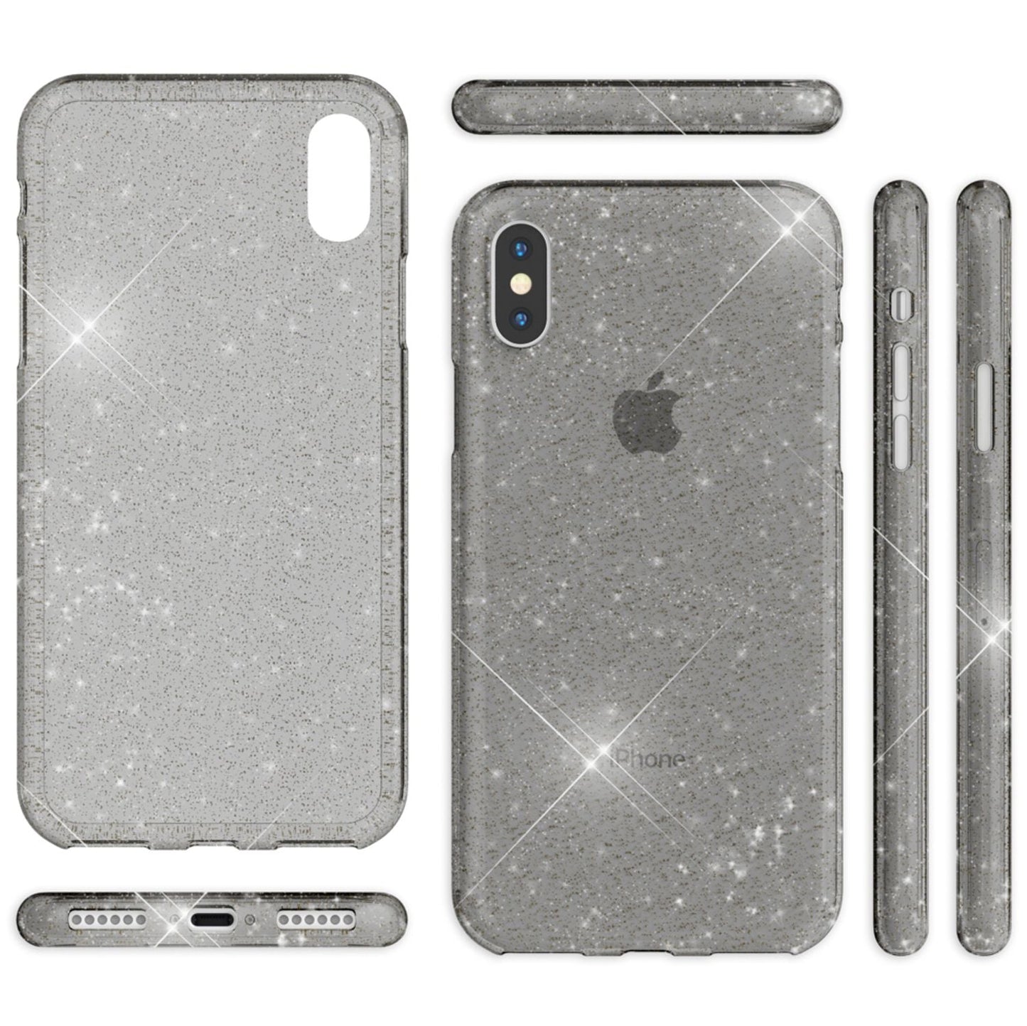 NALIA Glitzerhülle für iPhone X / XS – Funkelndes Silikon Case – DAZZLIN (Transparent & Stoßfest) – Marke aus Berlin