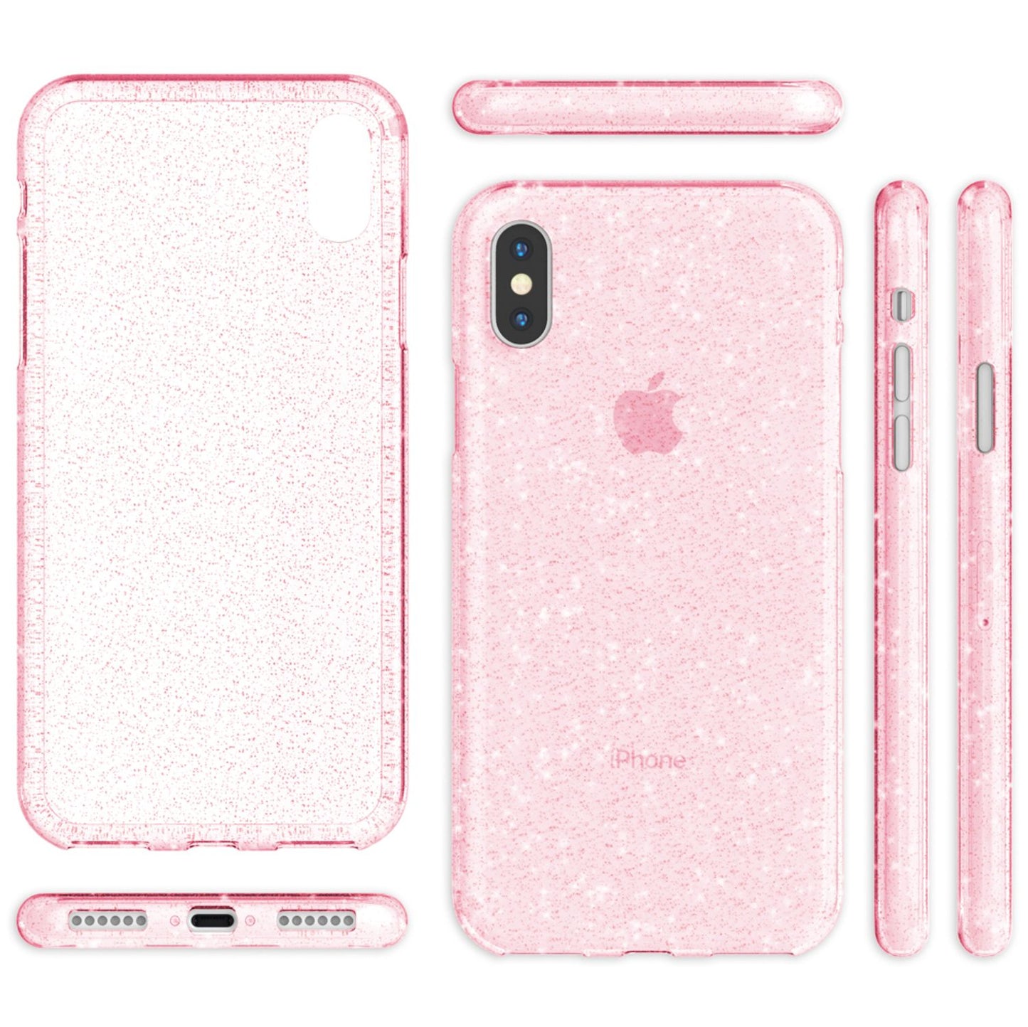 NALIA Glitzerhülle für iPhone X / XS – Funkelndes Silikon Case – DAZZLIN (Transparent & Stoßfest) – Marke aus Berlin