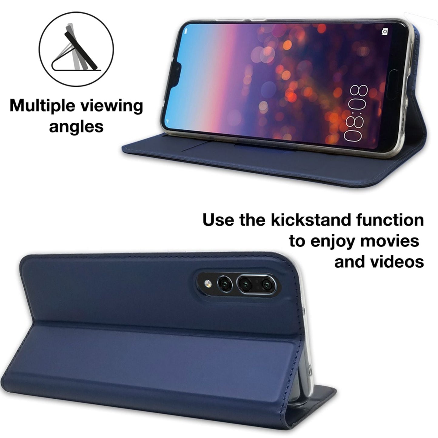 NALIA Hülle kompatibel mit Huawei P20 Pro, Kickstand Handyhülle Flip-Case Kunstleder Book-Cover mit Magnet, Etui Ganzkörper Schutzhülle Dünne Rundum Handy-Tasche Bumper