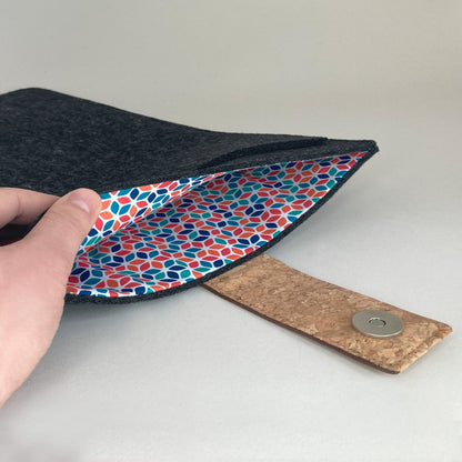 Hülle für Fujitsu Stylistic | mit Magnetverschluss und extra Fach  | anthrazit - Colorful | Modell "HAKA"