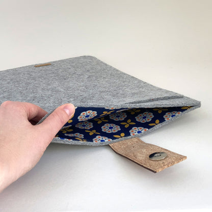 Case for Dell Inspiron | with magnetic closure and extra compartment | light gray - Bloom | Model "HAKA"