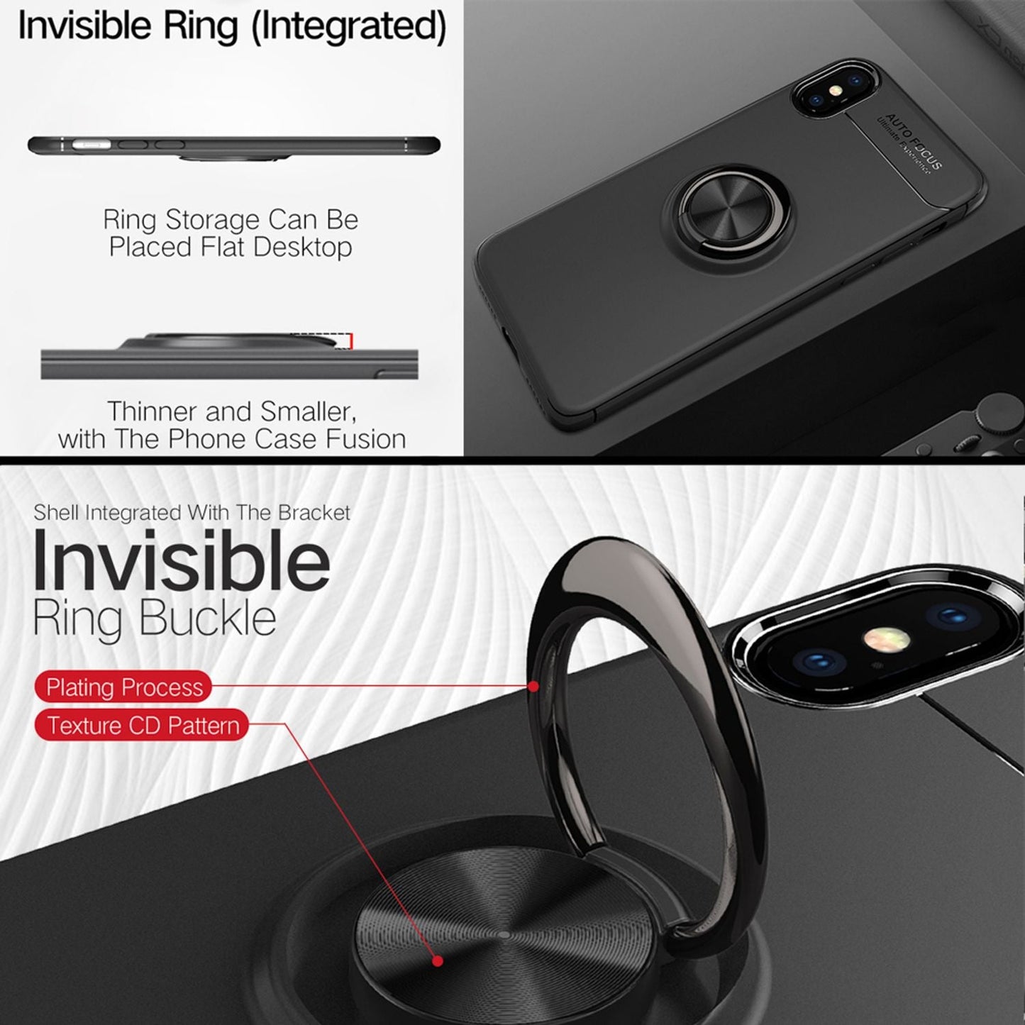 NALIA Ringhülle für iPhone X / XS – Ring-Ständer 360° & für Magnet-Halter – GRIP360 (Mattiertes Silikon Case) – Marke aus Berlin