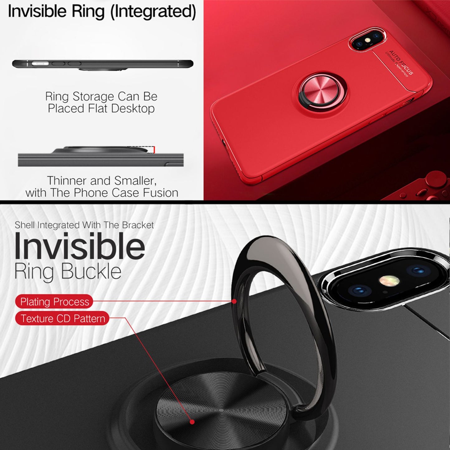 NALIA Ringhülle für iPhone X / XS – Ring-Ständer 360° & für Magnet-Halter – GRIP360 (Mattiertes Silikon Case) – Marke aus Berlin