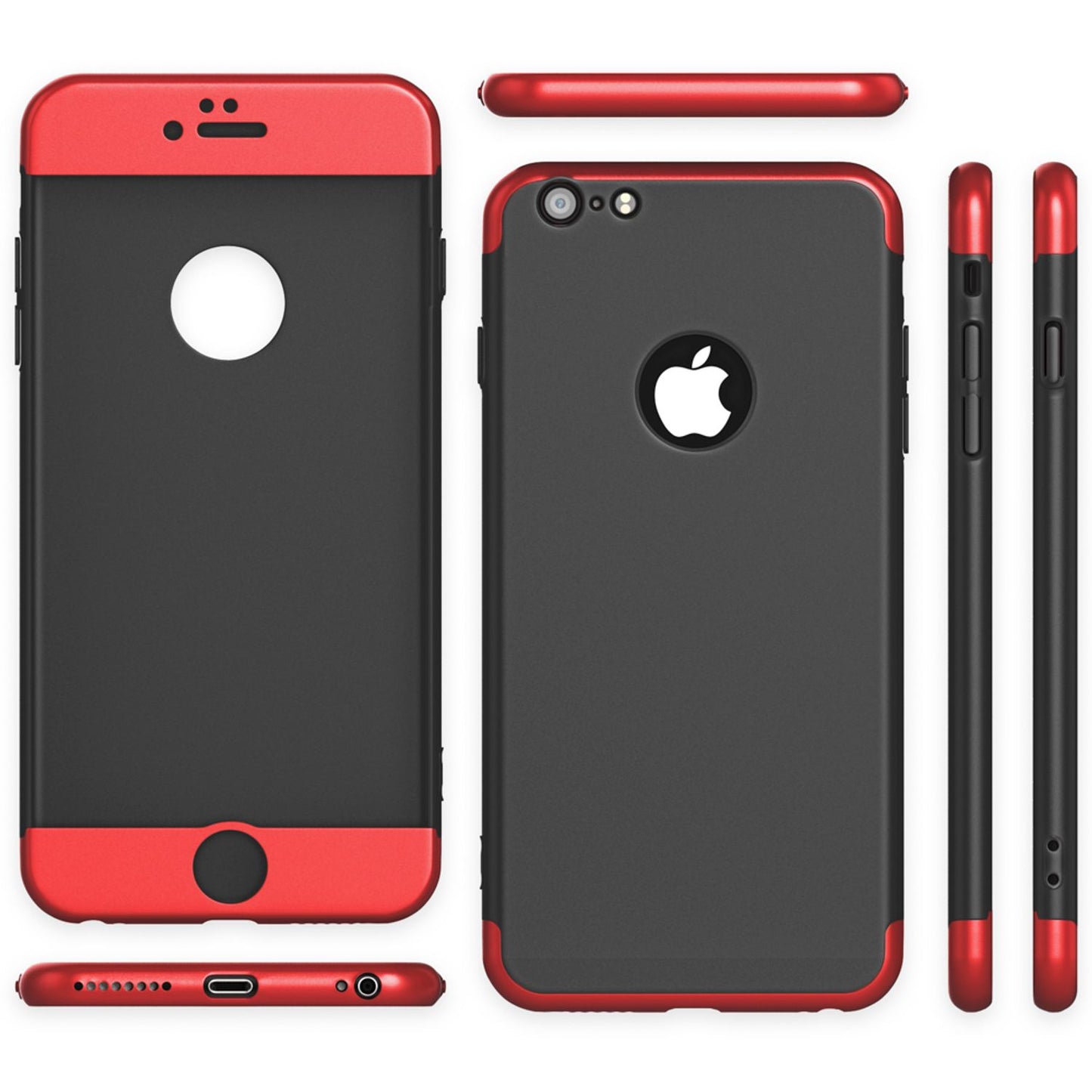 NALIA 360 Grad Handyhülle kompatibel mit iPhone 6 / 6s, Full-Cover & Glas vorne hinten Rundum Hülle Doppel-Schutz Dünn Ganzkörper Hard-Case Etui Handy-Tasche Bumper & Displayschutz