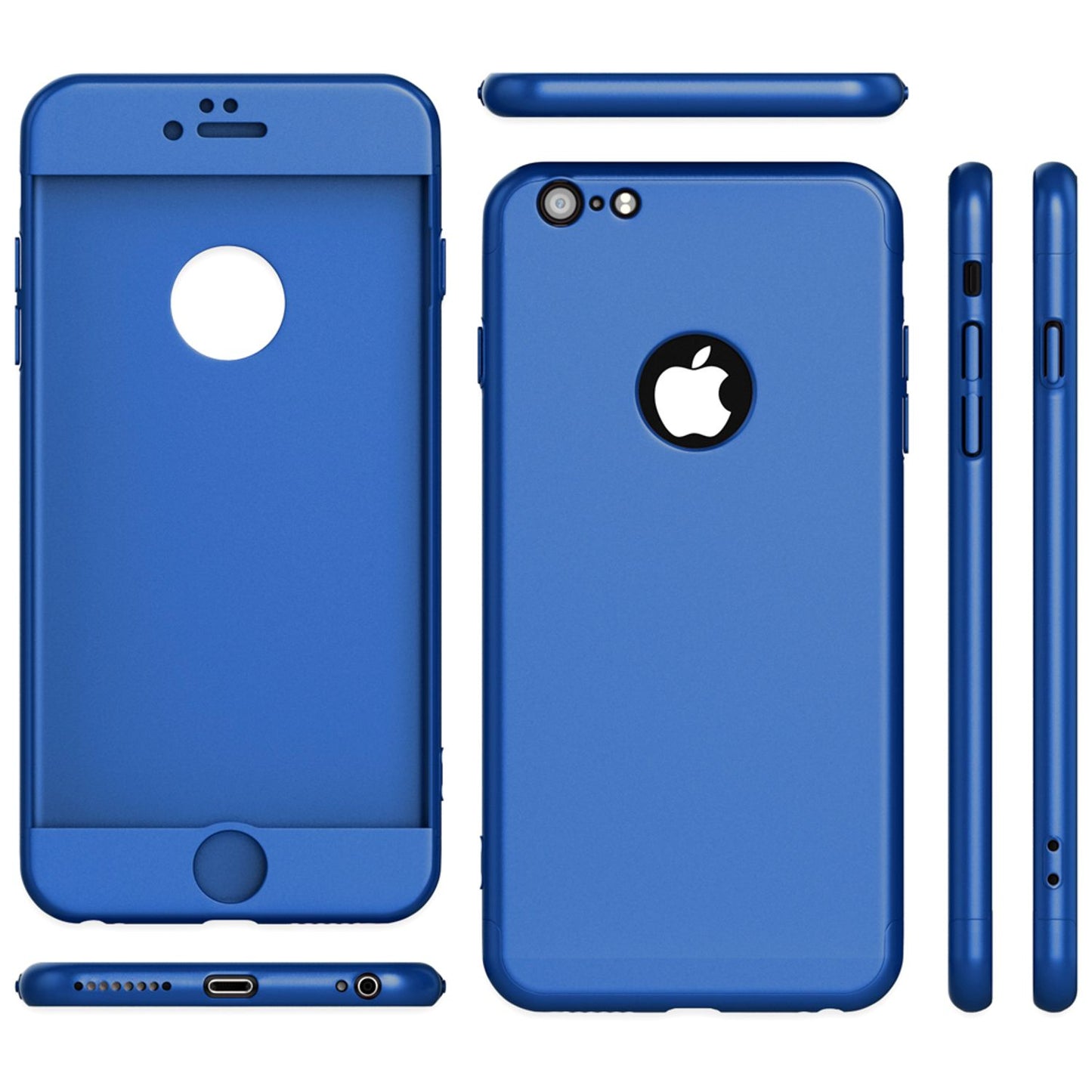 NALIA 360 Grad Handyhülle kompatibel mit iPhone 6 / 6s, Full-Cover & Glas vorne hinten Rundum Hülle Doppel-Schutz Dünn Ganzkörper Hard-Case Etui Handy-Tasche Bumper & Displayschutz