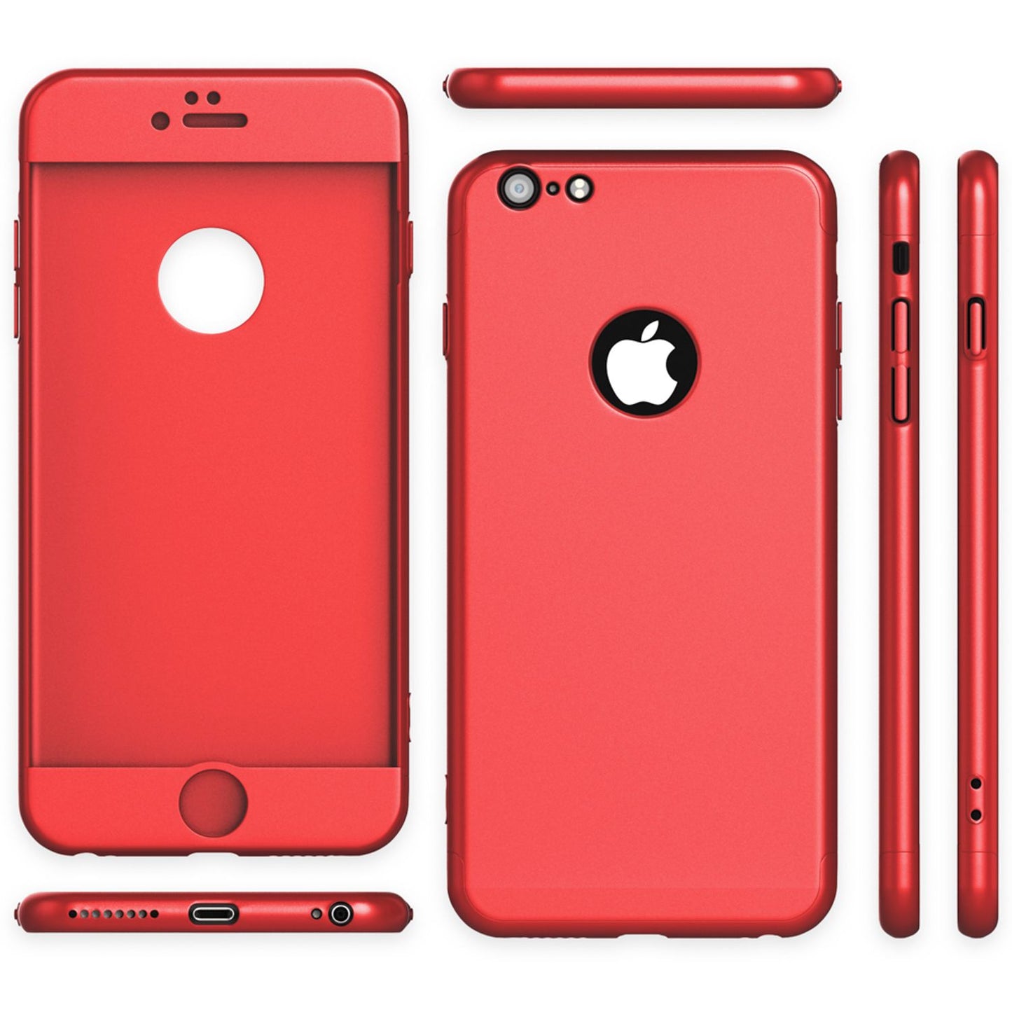 NALIA 360 Grad Handyhülle kompatibel mit iPhone 6 / 6s, Full-Cover & Glas vorne hinten Rundum Hülle Doppel-Schutz Dünn Ganzkörper Hard-Case Etui Handy-Tasche Bumper & Displayschutz