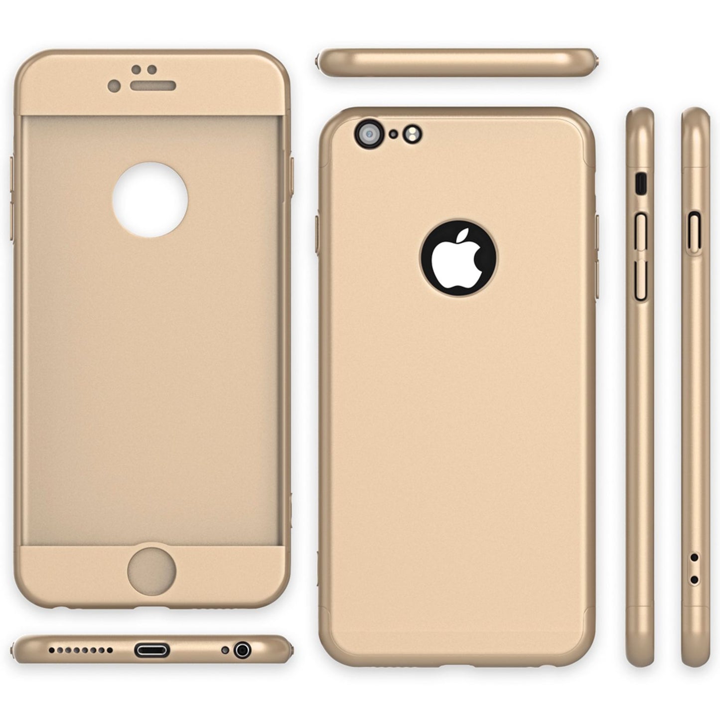 NALIA 360 Grad Handyhülle kompatibel mit iPhone 6 / 6s, Full-Cover & Glas vorne hinten Rundum Hülle Doppel-Schutz Dünn Ganzkörper Hard-Case Etui Handy-Tasche Bumper & Displayschutz