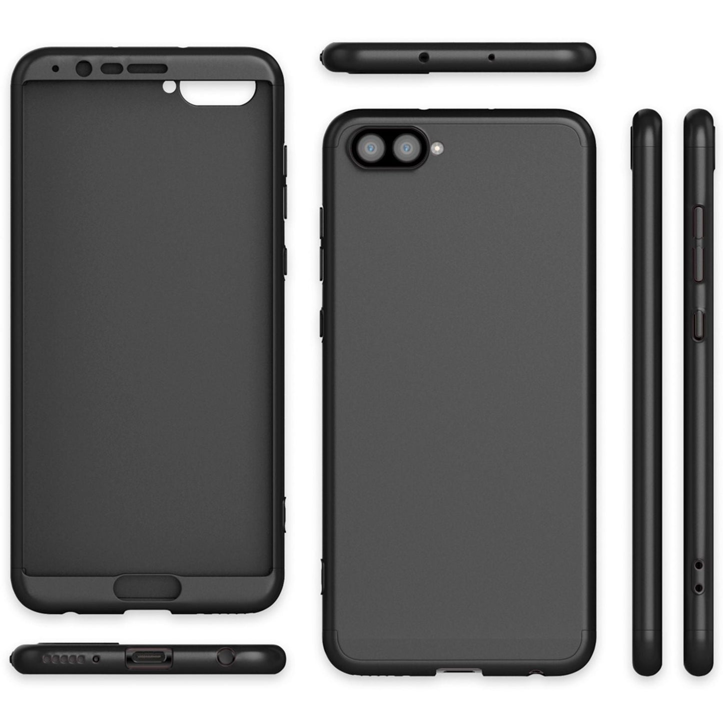 NALIA 360 Grad Handyhülle kompatibel mit Huawei Honor View 10, Full-Cover Schutzglas vorne hinten Hülle Doppel-Schutz, Dünn  Hard-Case Etui Handy-Tasche, Bumper Displayschutz