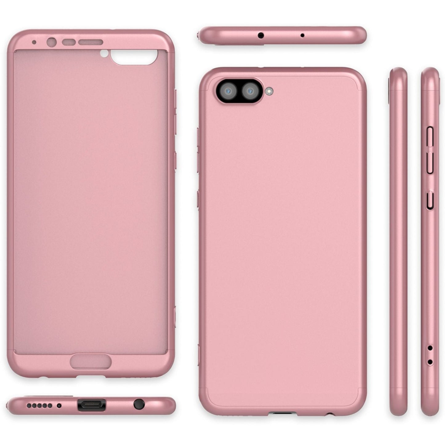 NALIA 360 Grad Handyhülle kompatibel mit Huawei Honor View 10, Full-Cover Schutzglas vorne hinten Hülle Doppel-Schutz, Dünn  Hard-Case Etui Handy-Tasche, Bumper Displayschutz