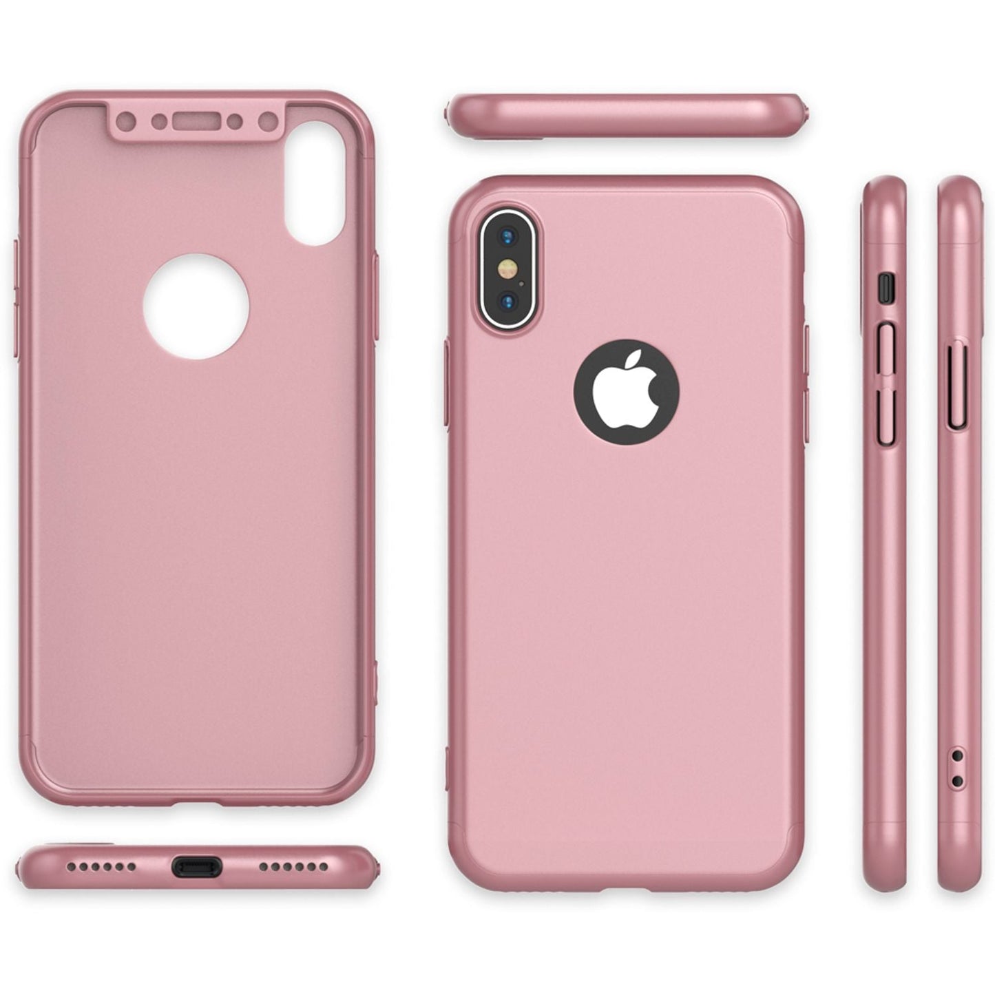 NALIA 360° Handyhülle kompatibel mit iPhone X XS, Full-Cover & Schutzglas Vorne Hinten Rundum Hülle Doppel-Schutz, Ganzkörper Hard-Case Dünn Handy-Tasche, Bumper & Displayschutz