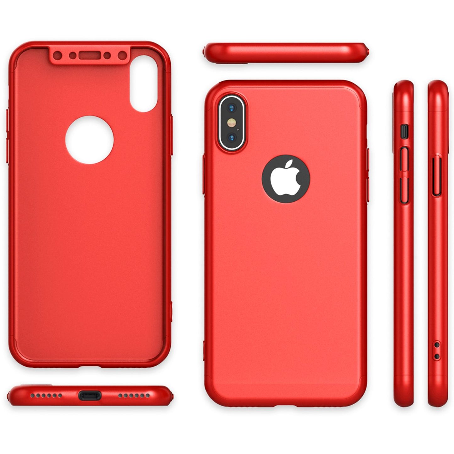 NALIA 360° Handyhülle kompatibel mit iPhone X XS, Full-Cover & Schutzglas Vorne Hinten Rundum Hülle Doppel-Schutz, Ganzkörper Hard-Case Dünn Handy-Tasche, Bumper & Displayschutz