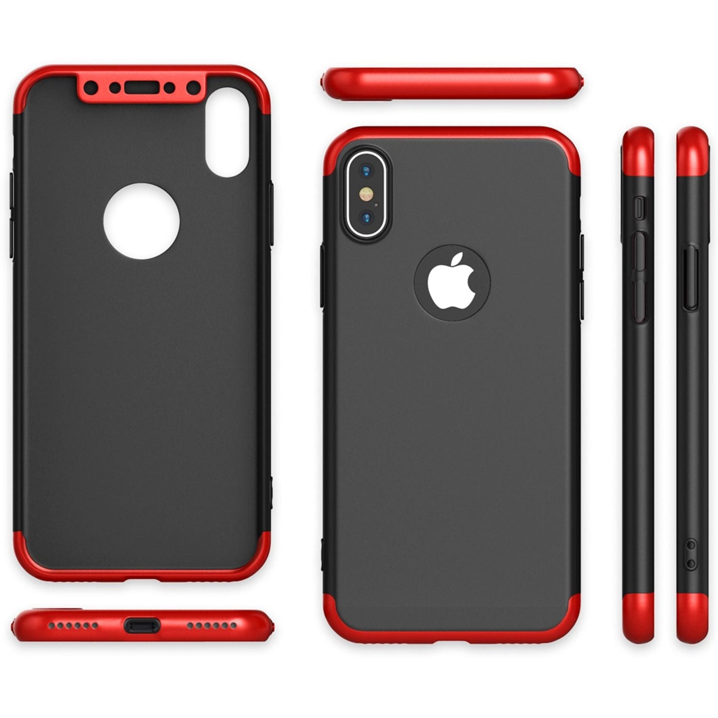 NALIA 360° Handyhülle kompatibel mit iPhone X XS, Full-Cover & Schutzglas Vorne Hinten Rundum Hülle Doppel-Schutz, Ganzkörper Hard-Case Dünn Handy-Tasche, Bumper & Displayschutz