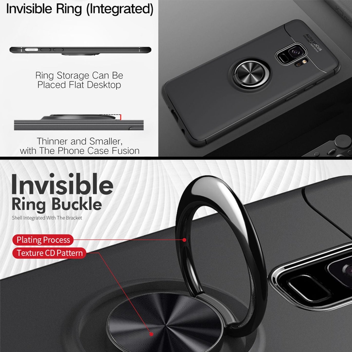 NALIA Ringhülle für Samsung Galaxy S9 – Ring-Ständer 360° & für Magnet-Halter – GRIP360 (Mattiertes Silikon Case) – Marke aus Berlin