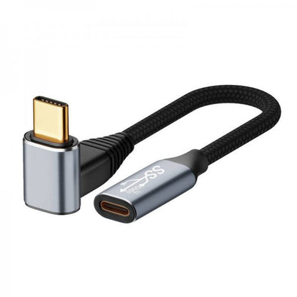 SYSTEM-S USB 3.1 Gen 2 Typ C Kabel 25 cm Stecker zu Buchse 10 Gbit/s 100W Winkel