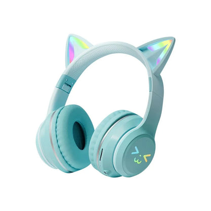 RGB Katzenohren Kopfhörer Bluetooth Kabellos LED Kinder Headset Mikro
