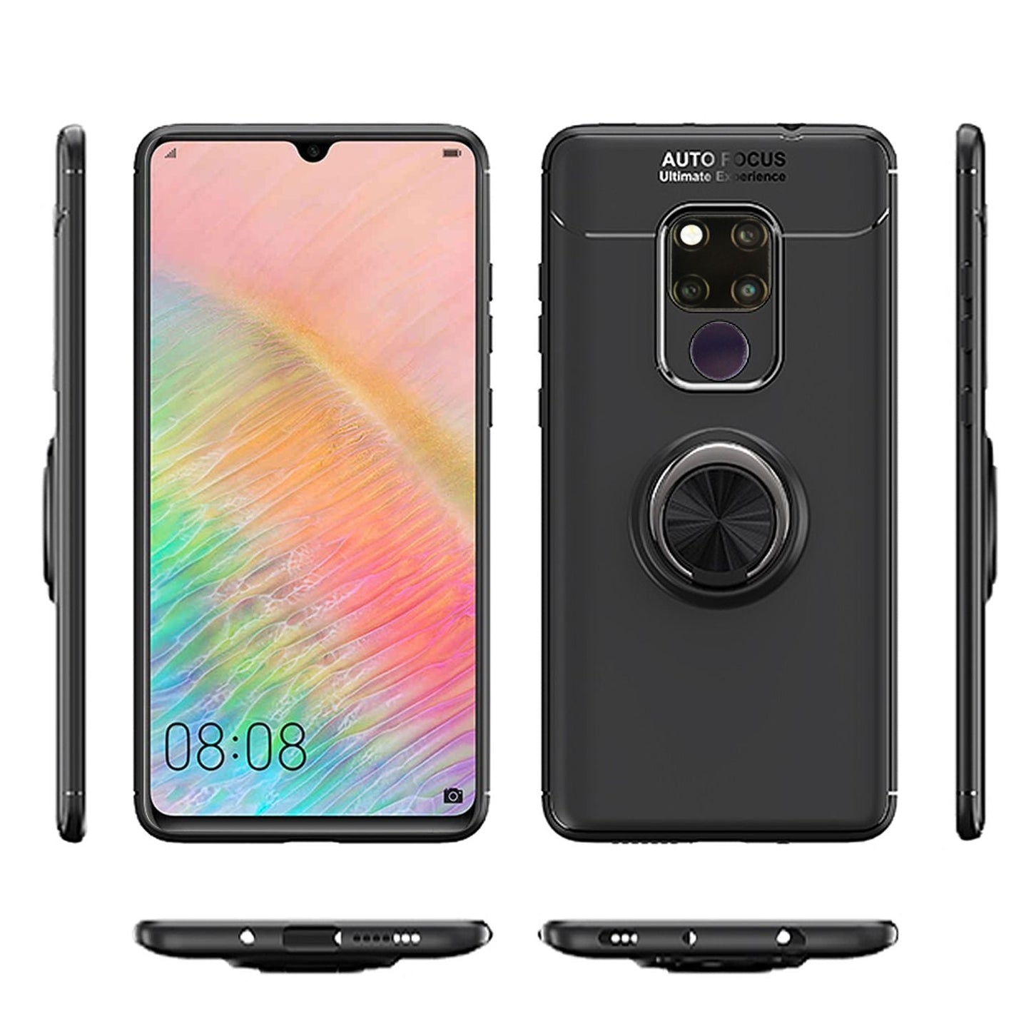 NALIA Ringhülle für Huawei Mate 20X – Ring-Ständer 360° & für Magnet-Halter – GRIP360 (Mattiertes Silikon Case) – Marke aus Berlin