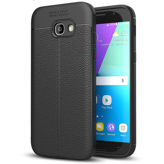 NALIA Hülle Leder-Look kompatibel mit Samsung Galaxy A5 2017, Handyhülle Ultra Slim Silikon Case, Dünne Phone Schutzhülle, Handy-Tasche Back-Cover Bumper, TPU Gummihülle - Schwarz