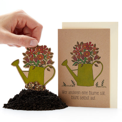 Greeting card "He who sows a flower for others" 