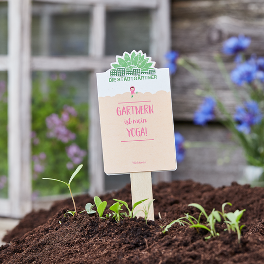 Seed greeting "Gardening is my yoga"