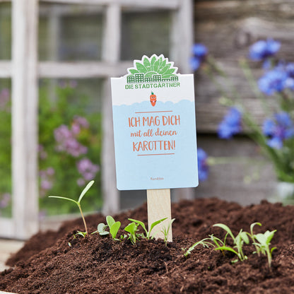 Seed greeting "With all your carrots"