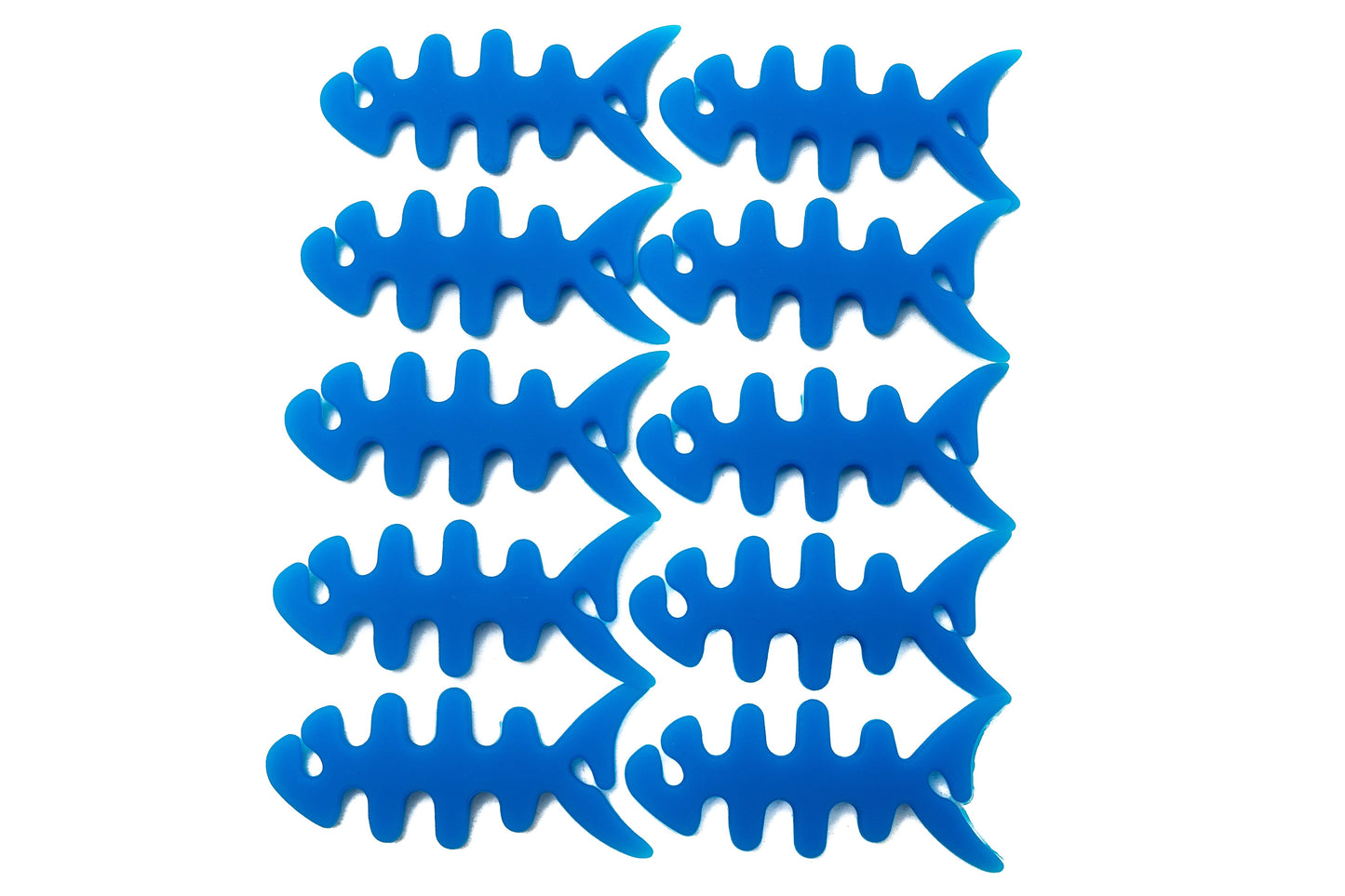 SYSTEM-S 10er Set Kabelmanager Wrap Kabelaufroller Fischform Silikon Aufwickler Kabelschutz in Blau