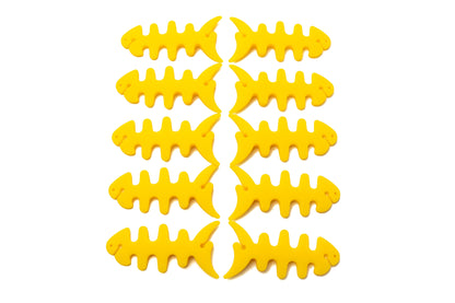 SYSTEM-S 10er Set Kabelmanager Wrap Kabelaufroller Fischform Silikon Aufwickler Kabelschutz in Gelb