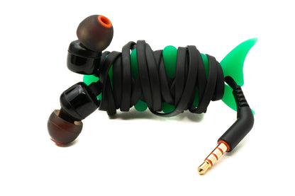 SYSTEM-S 10er Set Kabelmanager Wrap Kabelaufroller Fischform Silikon Aufwickler Kabelschutz in Grün