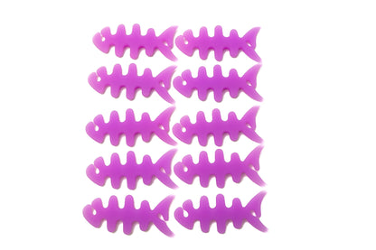 SYSTEM-S 10er Set Kabelmanager Wrap Kabelaufroller Fischform Silikon Aufwickler Kabelschutz in Lila