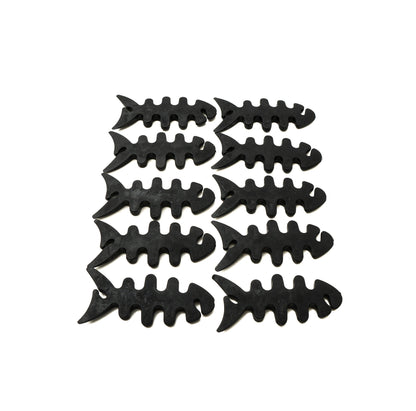 SYSTEM-S Set of 10 cable manager wrap cable winder fish shape silicone winder cable protector in black