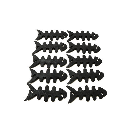 SYSTEM-S Set of 10 cable manager wrap cable winder fish shape silicone winder cable protector in black