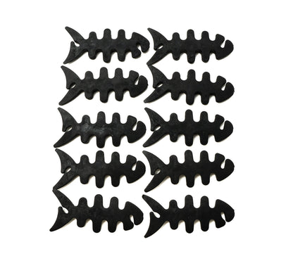 SYSTEM-S Set of 10 cable manager wrap cable winder fish shape silicone winder cable protector in black