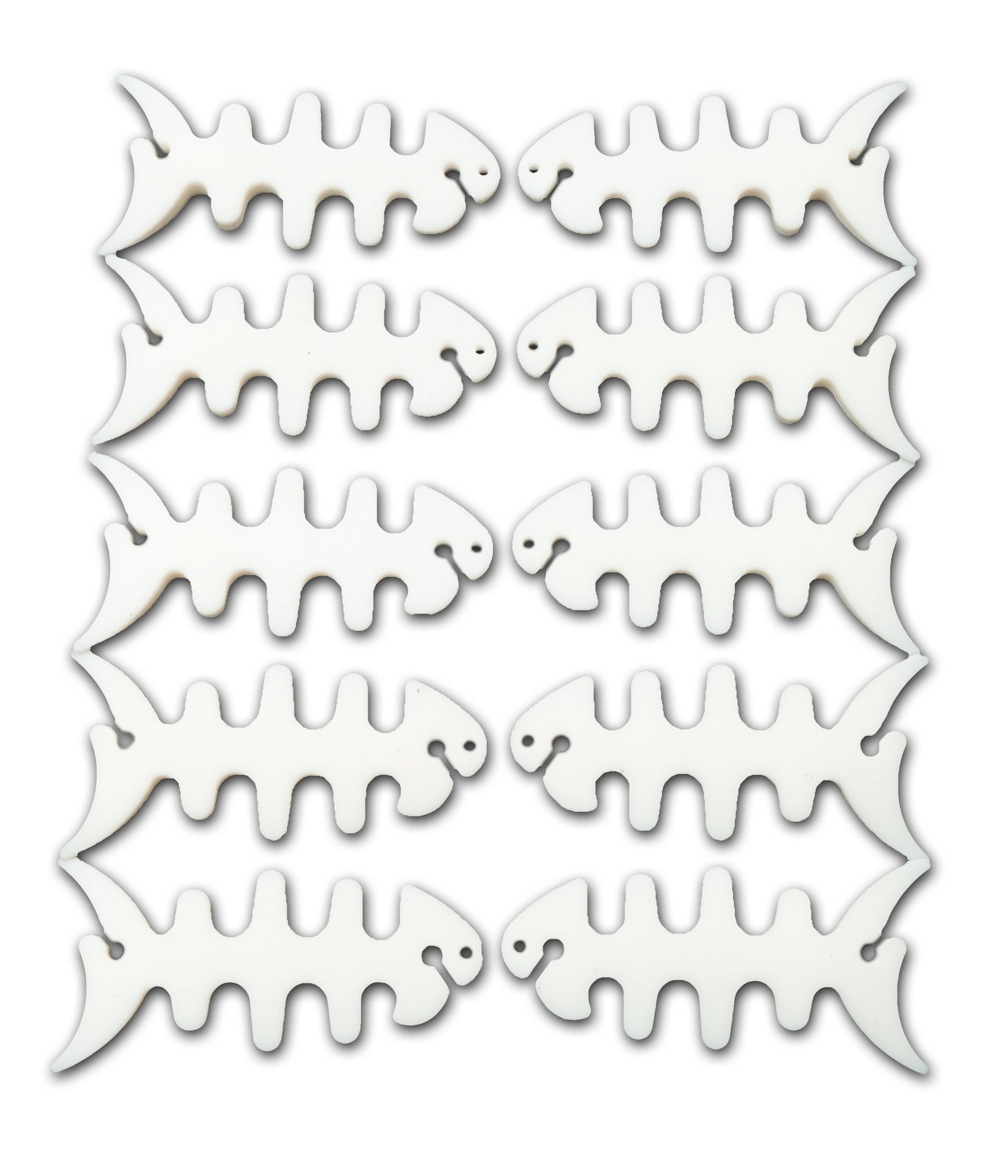 SYSTEM-S 10er Set Kabelmanager Wrap Kabelaufroller Fischform Silikon Aufwickler Kabelschutz in Weiß