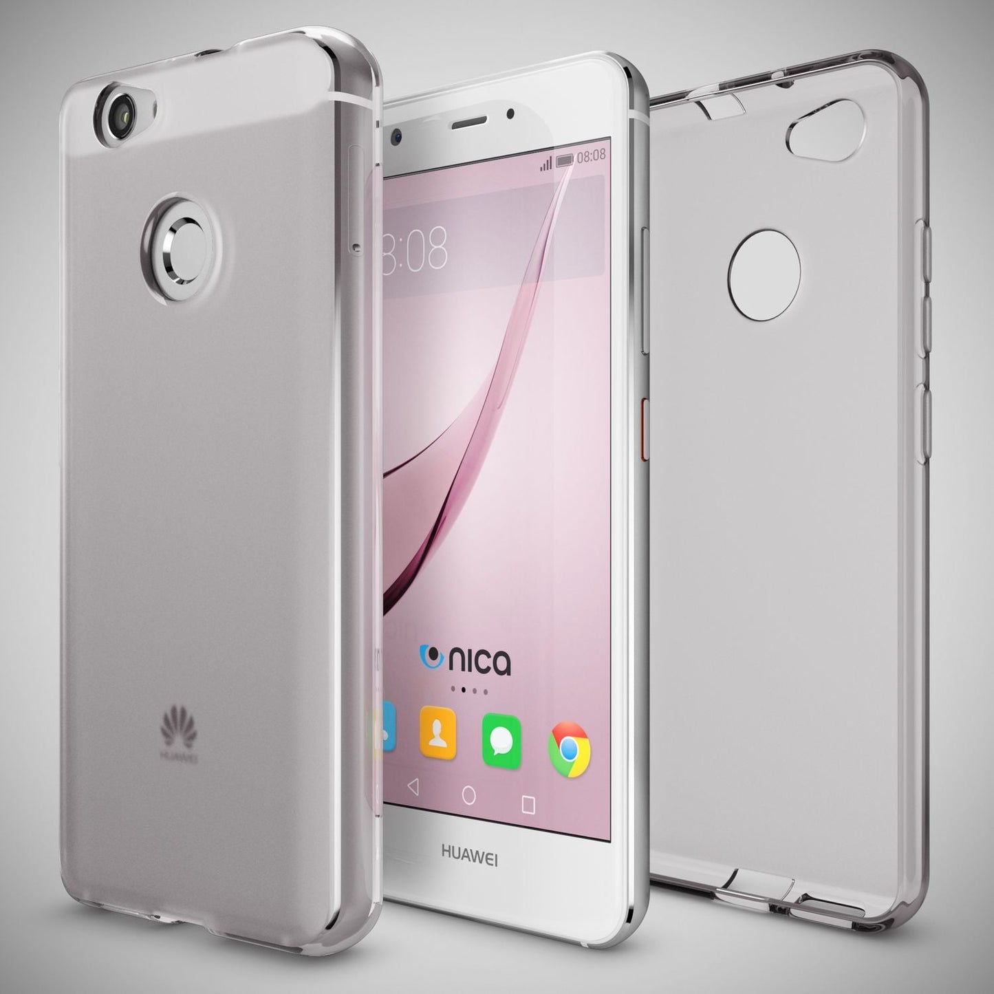 NALIA Handyhülle kompatibel mit Huawei Nova, Ultra-Slim Silikon Case Back-Cover Hülle Dünn Crystal Schutzhülle, Etui Handy-Tasche Schale Bumper Soft TPU Smart-Phone Gummi Hülle - Transparent Grau