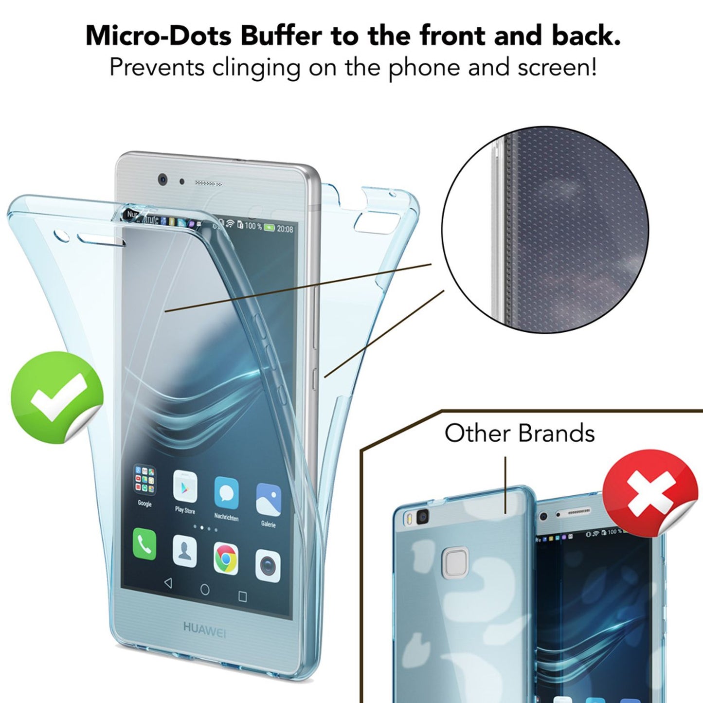 NALIA 360 Grad Handyhülle kompatibel mit Huawei P9 Lite 2016, Full Cover Vorne Hinten Doppel-Schutz Hülle Dünnes Ganzkörper Case Handy-Tasche Transparenter Displayschutz Rückseite - Transparent