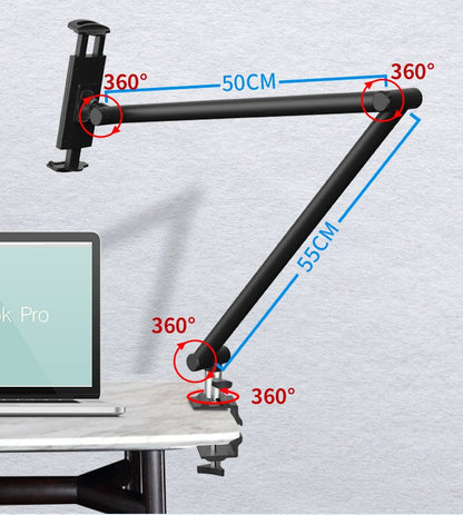 SYSTEM-S table mount 360° gooseneck stand for tablets and smartphones in black