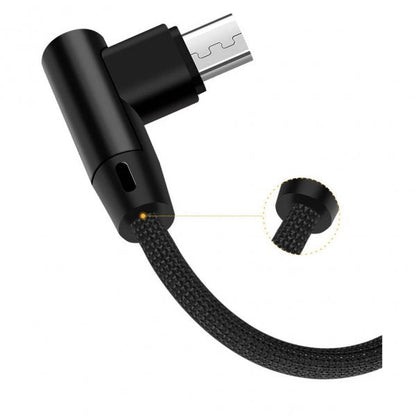 SYSTEM-S Micro USB cable 90° right angled plug to USB 2.0 Type A 90° right angled data cable charging cable 20 cm in black