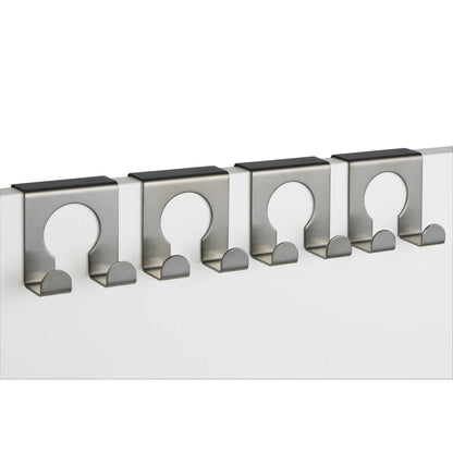4 Haken Türhaken zum Einhängen silber Edelstahl Metall ohne Bohren 4 Stück Set