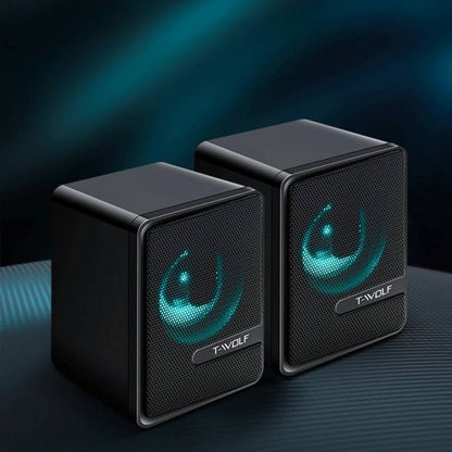 Speaker Stereo Subwoofer Audio 3.5 mm AUX jack with RGB LED in Black