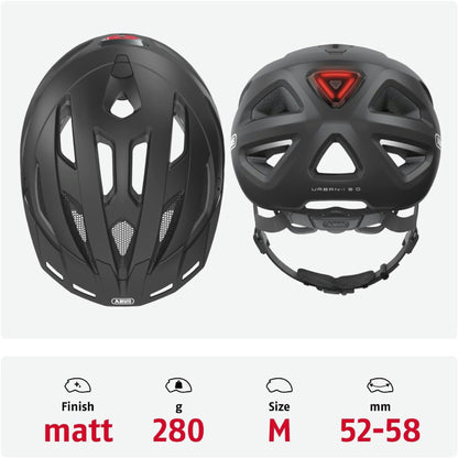 ABUS Fahrradhelm Urban-I 3.0 Schwarz Matt mit Rücklicht