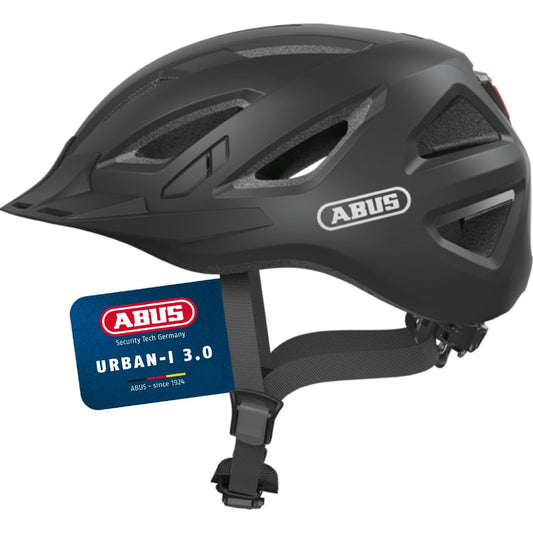 ABUS Fahrradhelm Urban-I 3.0 Schwarz Matt mit Rücklicht