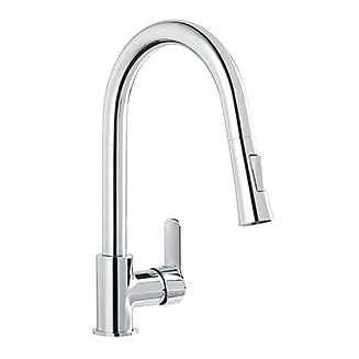 Aqua-Su "Fyon" Spültisch-Einhebelmischer (Niederdruck, herausziehbar, chrom)