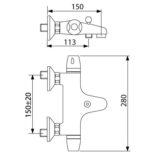 Aqua-Su "Sopotherm" Thermostat-Wannenarmatur (chrom)