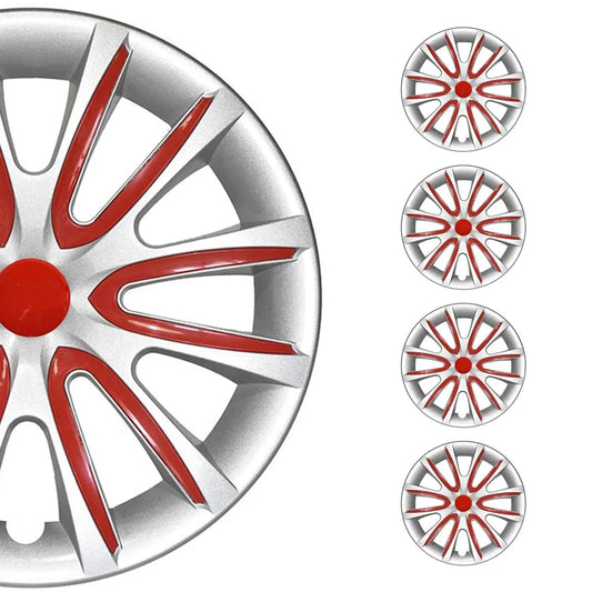 4x Radkappen Radzierblenden Radblenden für 15" Zoll Stahlfelgen Grau Rot