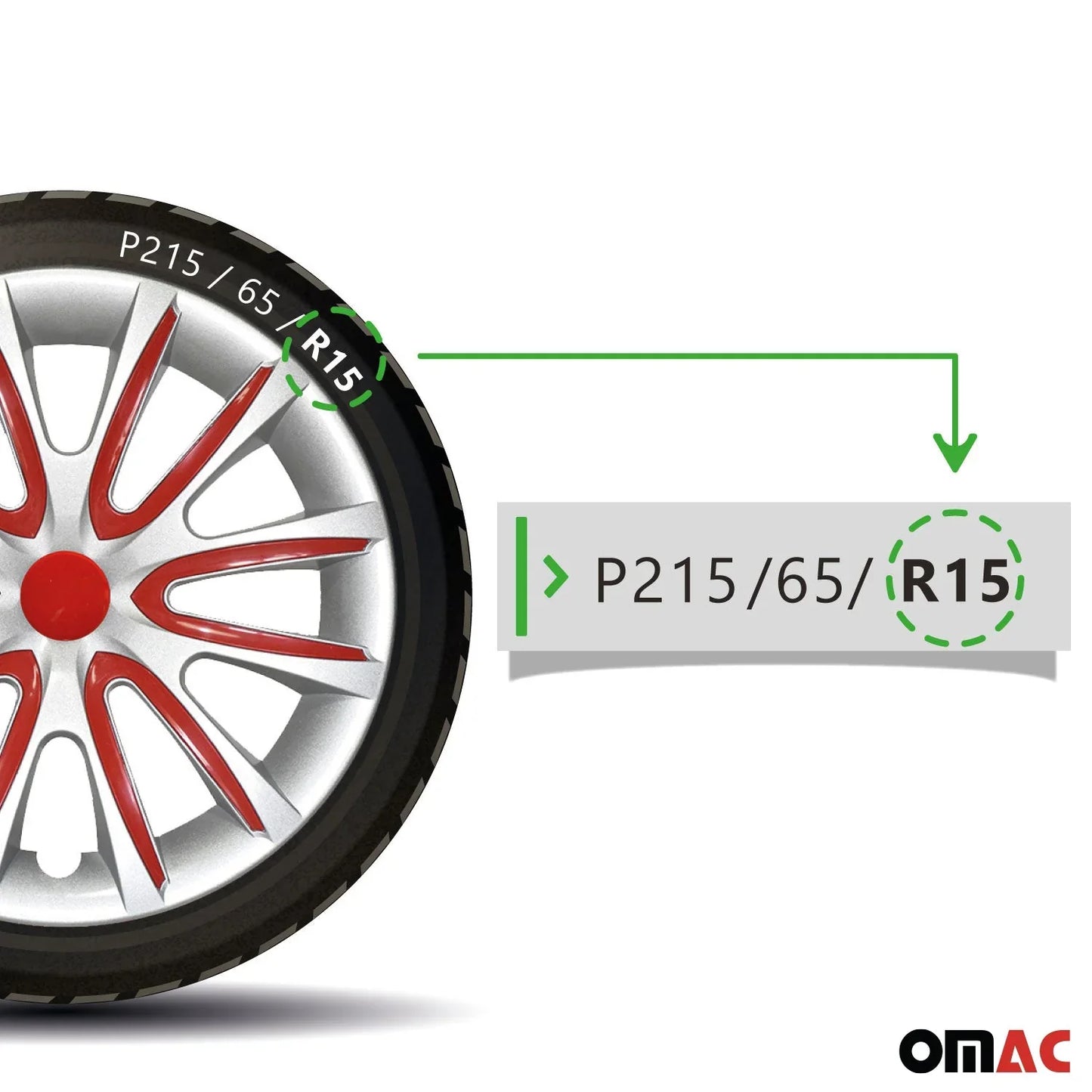 4x Radkappen Radzierblenden Radblenden für 15" Zoll Stahlfelgen Grau Rot