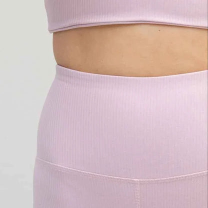 High-Waist Leggings Ribbed Dawn Pink