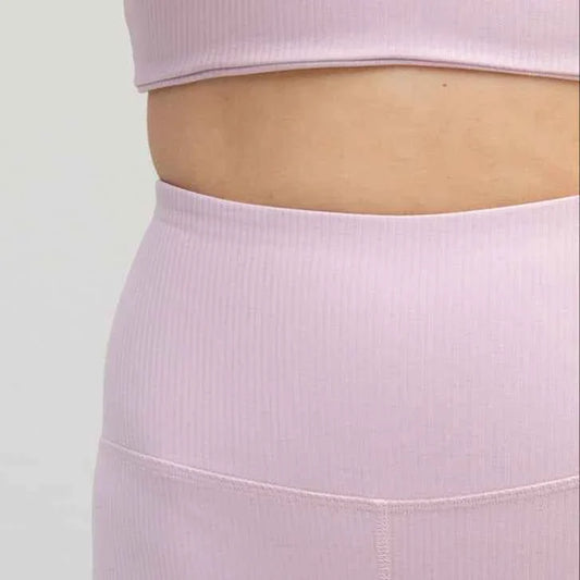 High-Waist Leggings Ribbed Dawn Pink