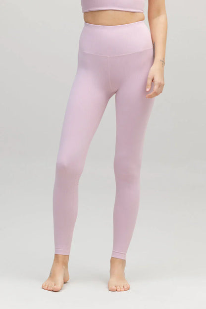 High-Waist Leggings Ribbed Dawn Pink