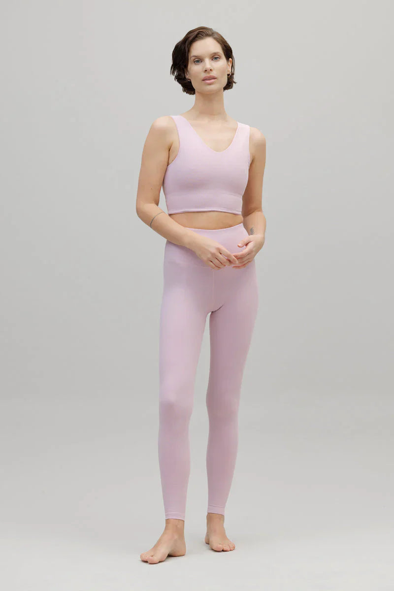 High-Waist Leggings Ribbed Dawn Pink