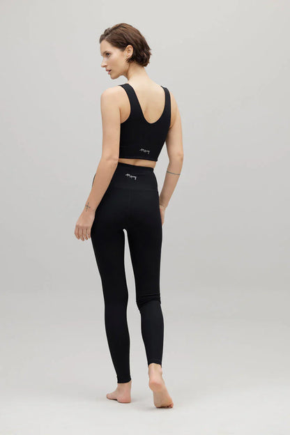 High-Waist Leggings Ribbed Black