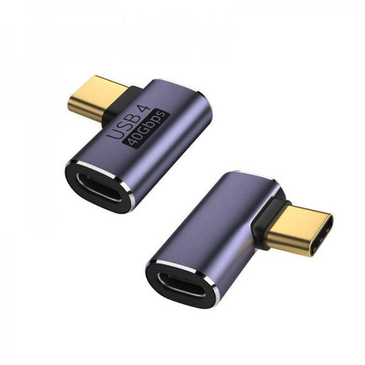 SYSTEM-S USB4 USB Adapter Typ C Stecker zu Buchse 40 Gbit/s Winkel USB 4.0 Kabel in Grau